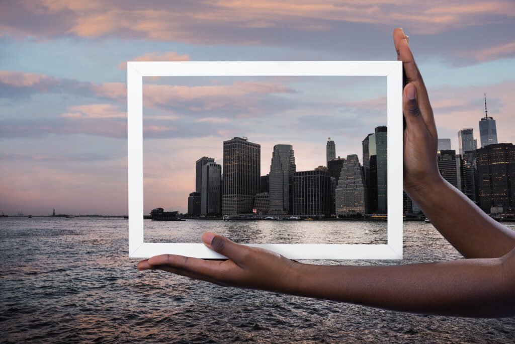 beautiful landscape contained photo frame